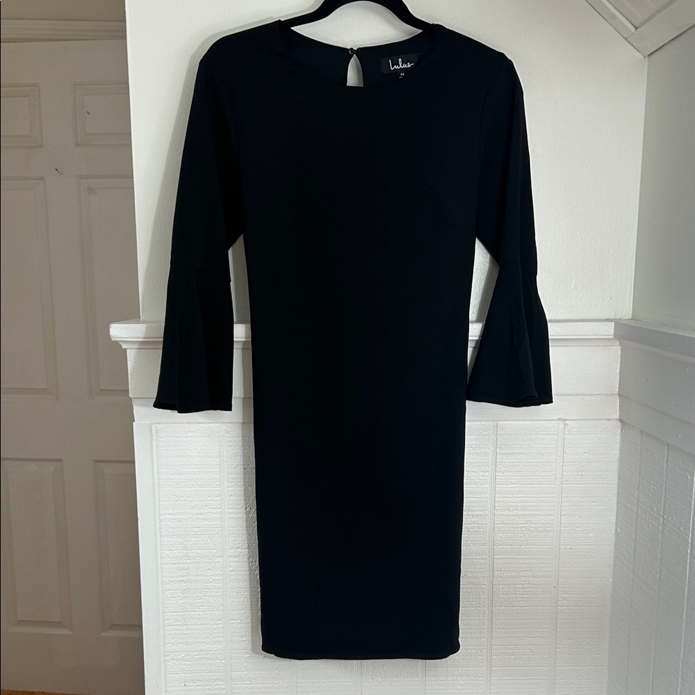 Lulus Little Black Dress LBD with bell sleeves, size Medium